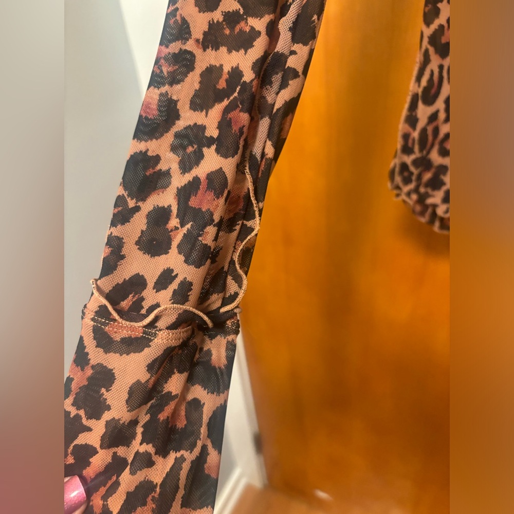 Free People Charlie Mesh Animal Print Sheer Top - Picture 10 of 16